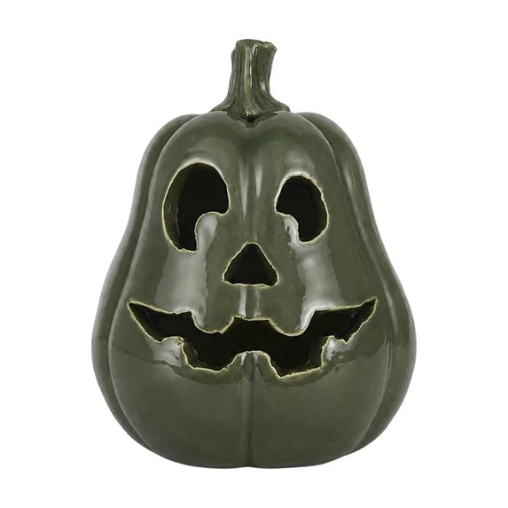 QLUEWX Green Handmade Resin LED Light Up Pumpkin Jack O' Lantern, Halloween Fall Glowing Pumpkin ... | Walmart (US)