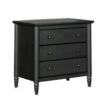 My Texas House Monroe 3 Drawer Nightstand with USB, Raven Black Oak Finish | Walmart (US)