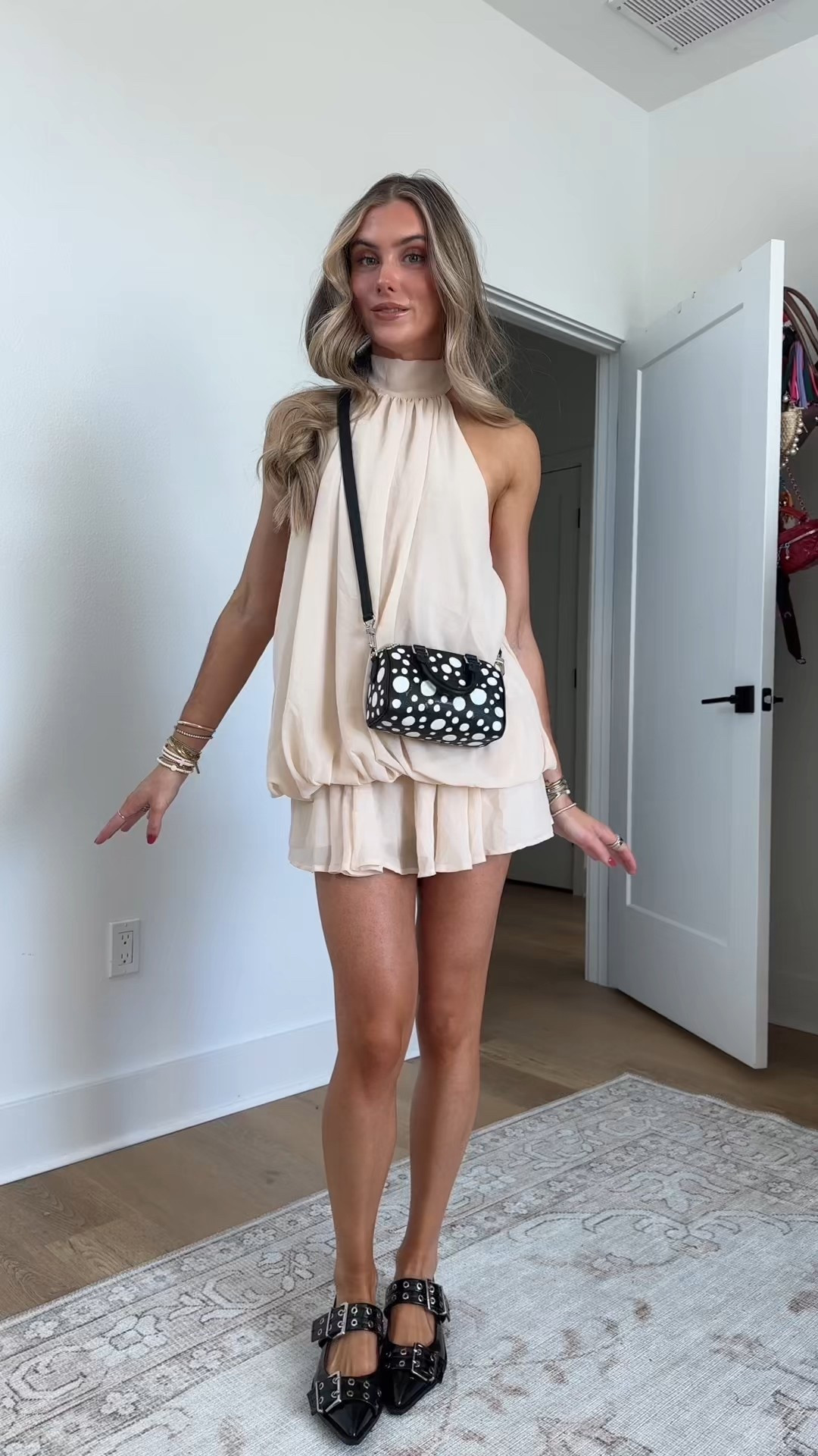 Amazon size small Verdusa Women's Tie Back Halter Chiffon Dresses Ruffle Mini Dress Brunch Outfits. My bag is Louis Vitton from Vivrelle my code is SLOANEVOSEN. My shoes are also from amazon  Slingback Flats for Women Buckle Ballet Flats Dress Flat Shoes

#LTKFindsUnder50 #LTKShoeCrush #LTKootd