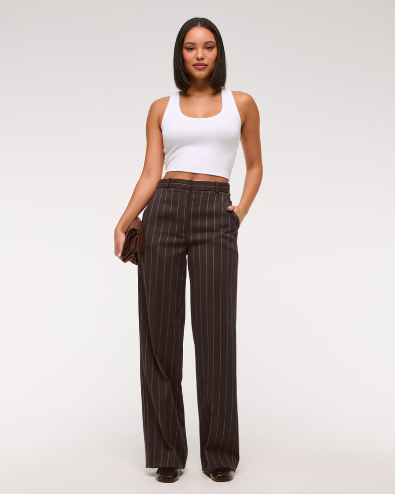 Women's A&F Sloane High Rise Tailored Wide Leg Pant | Women's Bottoms | Abercrombie.com | Abercrombie & Fitch (US)