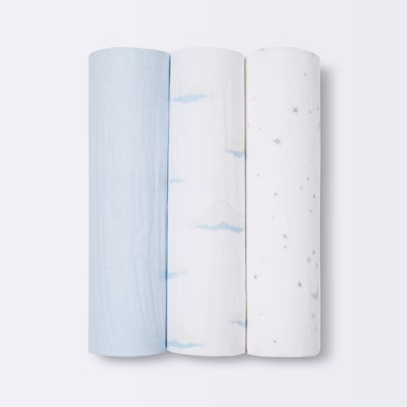 Muslin Swaddle Blankets 3pk - Cloud Island™ Clouds | Target