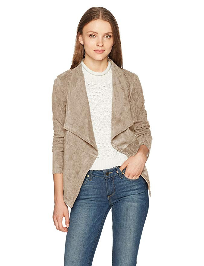 BB Dakota Women's Wade Drape Front Faux Suede Jacket | Amazon (US)