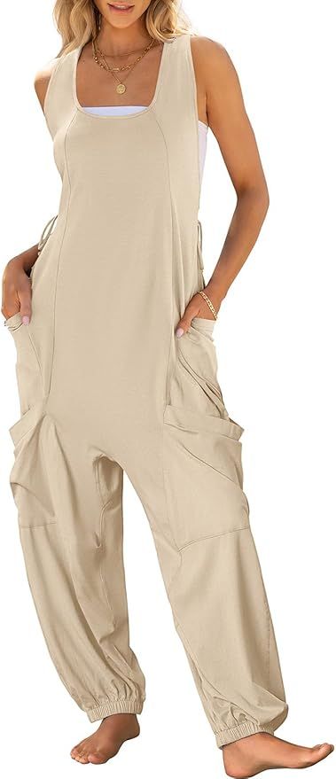 ANRABESS Women Overalls Jumpsuits Loose Casual Dressy Sleeveless Baggy Harem Pants Romper Jumpers... | Amazon (US)