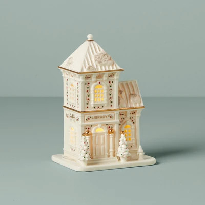 Mistletoe Park Lit Library Figurine | Lenox