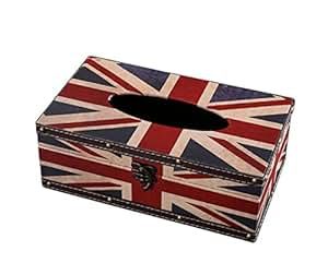 Lalago Wooden Retro Tissue Box Holder Tissue Box Cover Case Napkin Dispenser (Flag B) | Amazon (US)