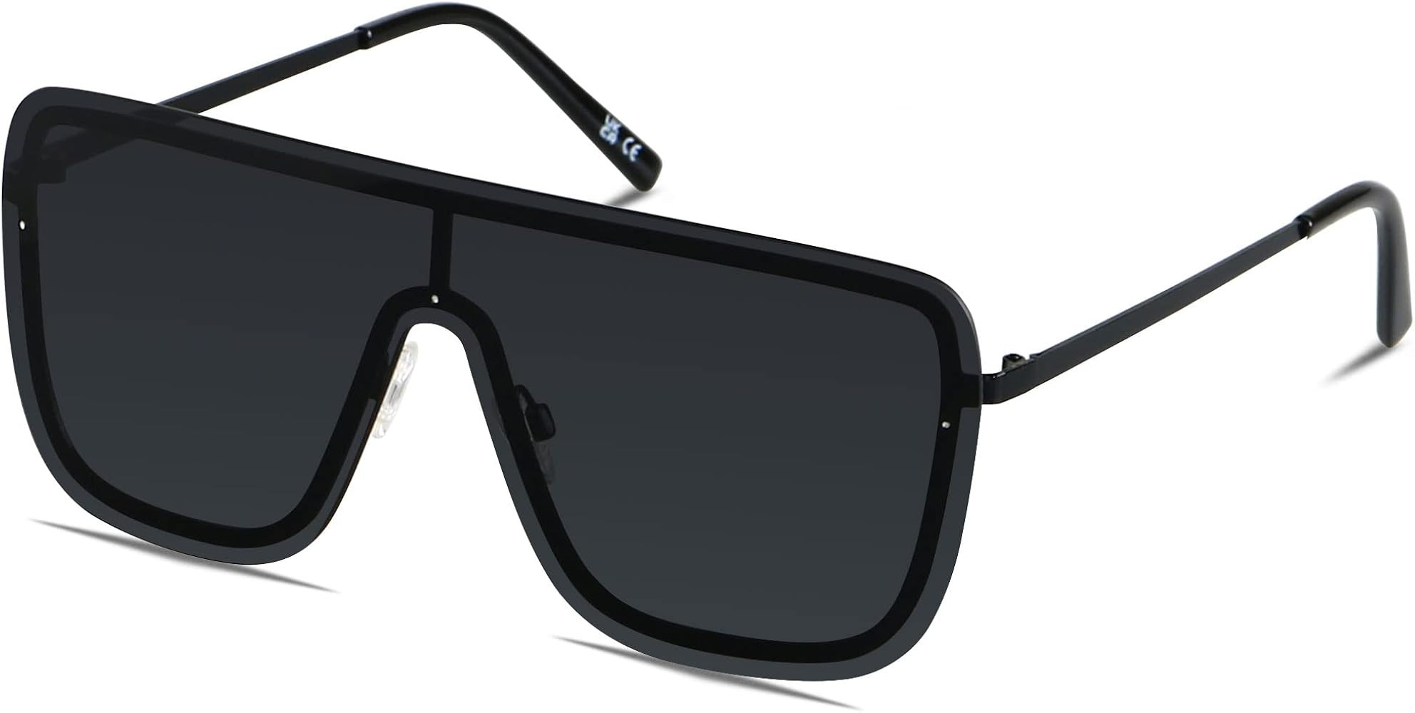 Rimless Oversized Square Sunglasses for Women Men Flat Top Shield Frameless Sun Glasses | Amazon (US)