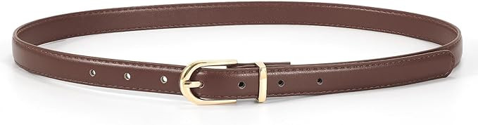 JASGOOD Womens Skinny Leather Belt Ladies Thin Faux Leather Belt with Gold/Silver Buckle for Jean... | Amazon (US)
