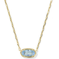 Kendra Scott Elisa Luxe Gold Short Pendant Necklace in Light Blue CZ | Glik's