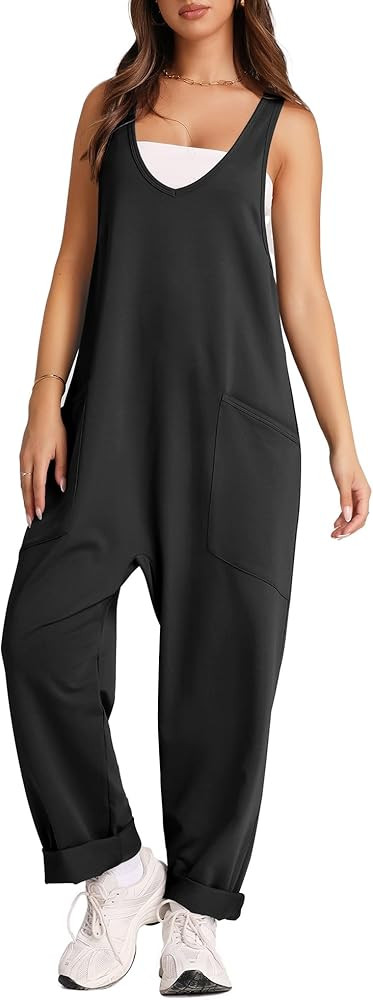 OFEEFAN Jumpsuits For Women Casual Summer Dressy Sleeveless Overalls Long Loose Baggy Rompers Jum... | Amazon (US)