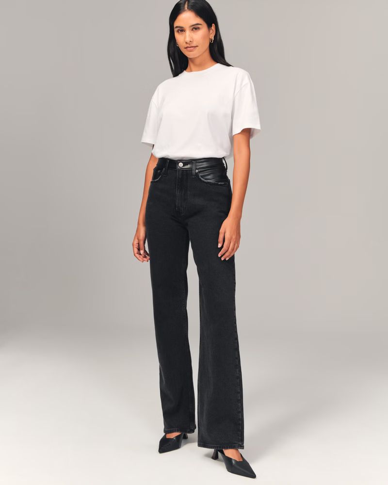 Women's Mixed Fabric High Rise 90s Relaxed Jean | Women's Bottoms | Abercrombie.com | Abercrombie & Fitch (US)
