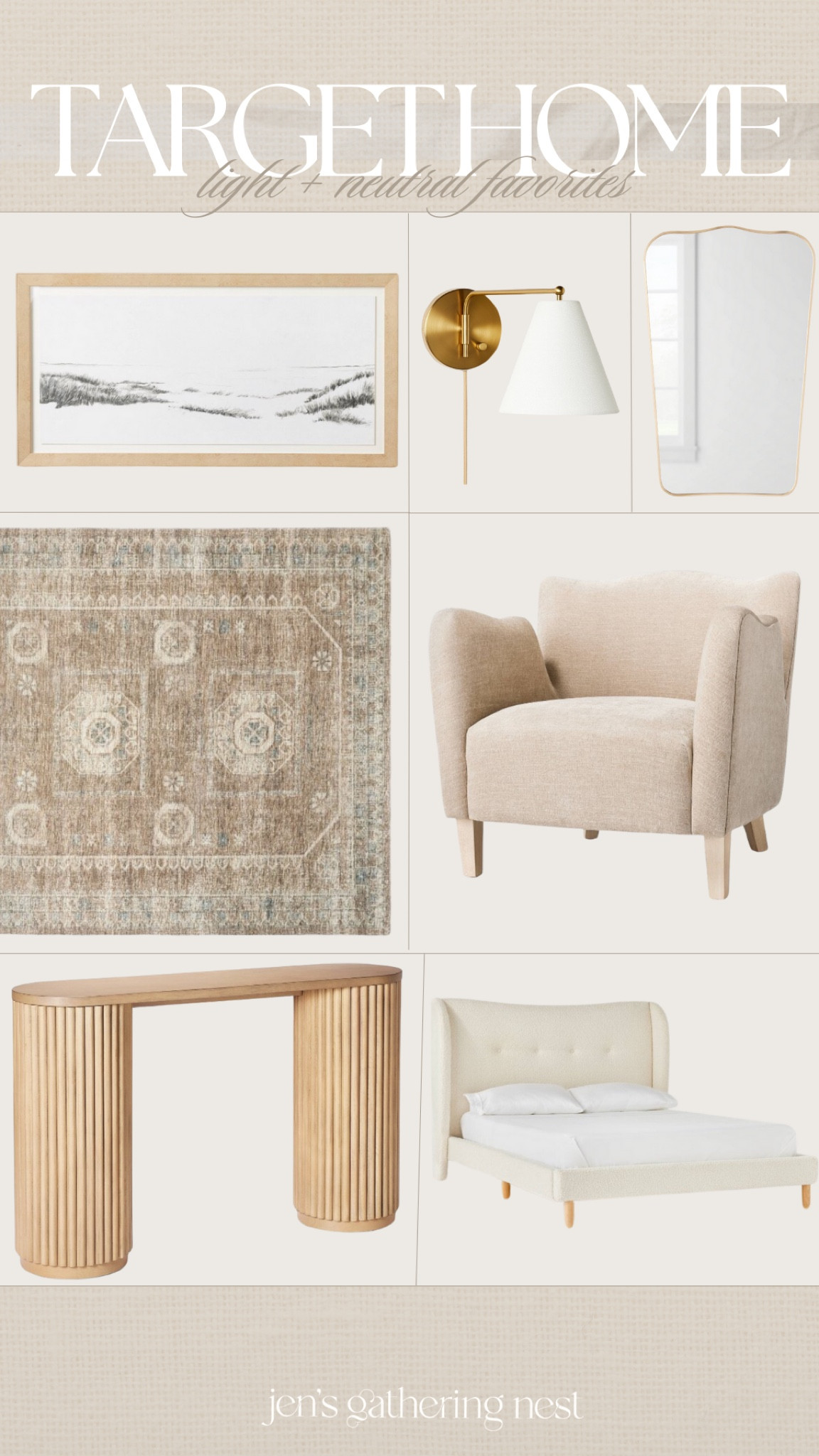 Target home — light + bright finds 🤎

#target #targethome #targetfinds #furniture #accentchair #rug #mirror #consoletable

#LTKFindsUnder100 #LTKSeasonal #LTKHome