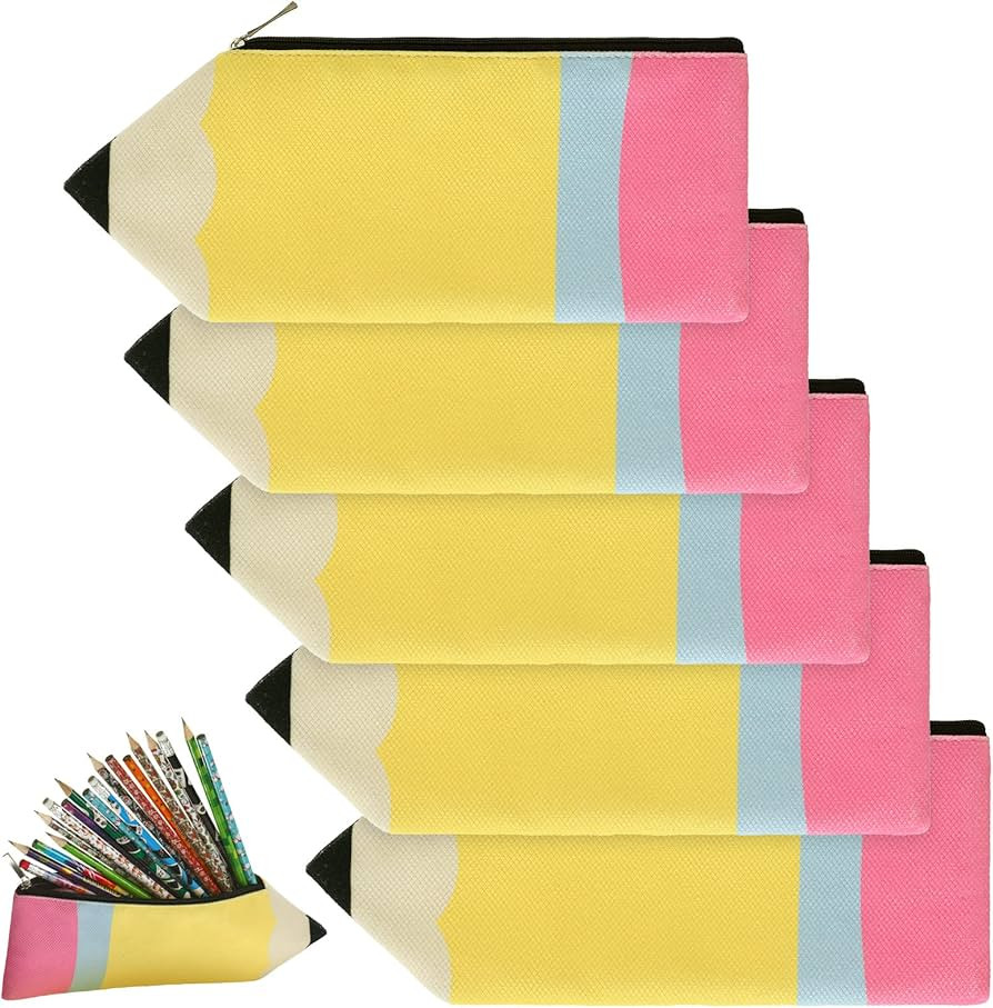 Kisston 6 Pcs Teacher Appreciation Gift Pencil Shaped Case Bulk Pencil Case Kawaii Pouch Portable... | Amazon (US)