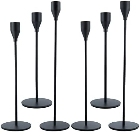 Matte Black Candle Holders for Taper Candles, Set of 6 Tall Metal Decorative Candlestick Holders ... | Amazon (US)