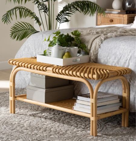 Himari Modern Bohemian Natural Brown Rattan Accent Bench

#LTKstyletip #LTKhome #LTKSpringSale