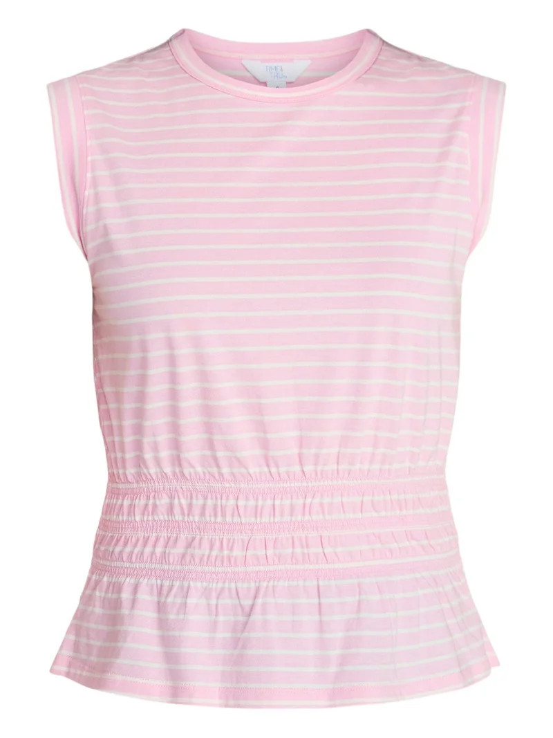 Time and Tru Women's Cotton Peplum Tank Top, Sizes XS-XXXL | Walmart (US)