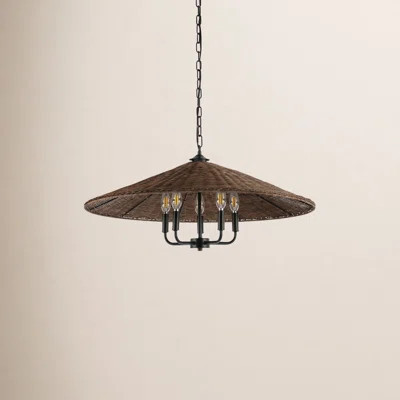 Venie 5 Light Iron/Rattan Pendant | Wayfair North America
