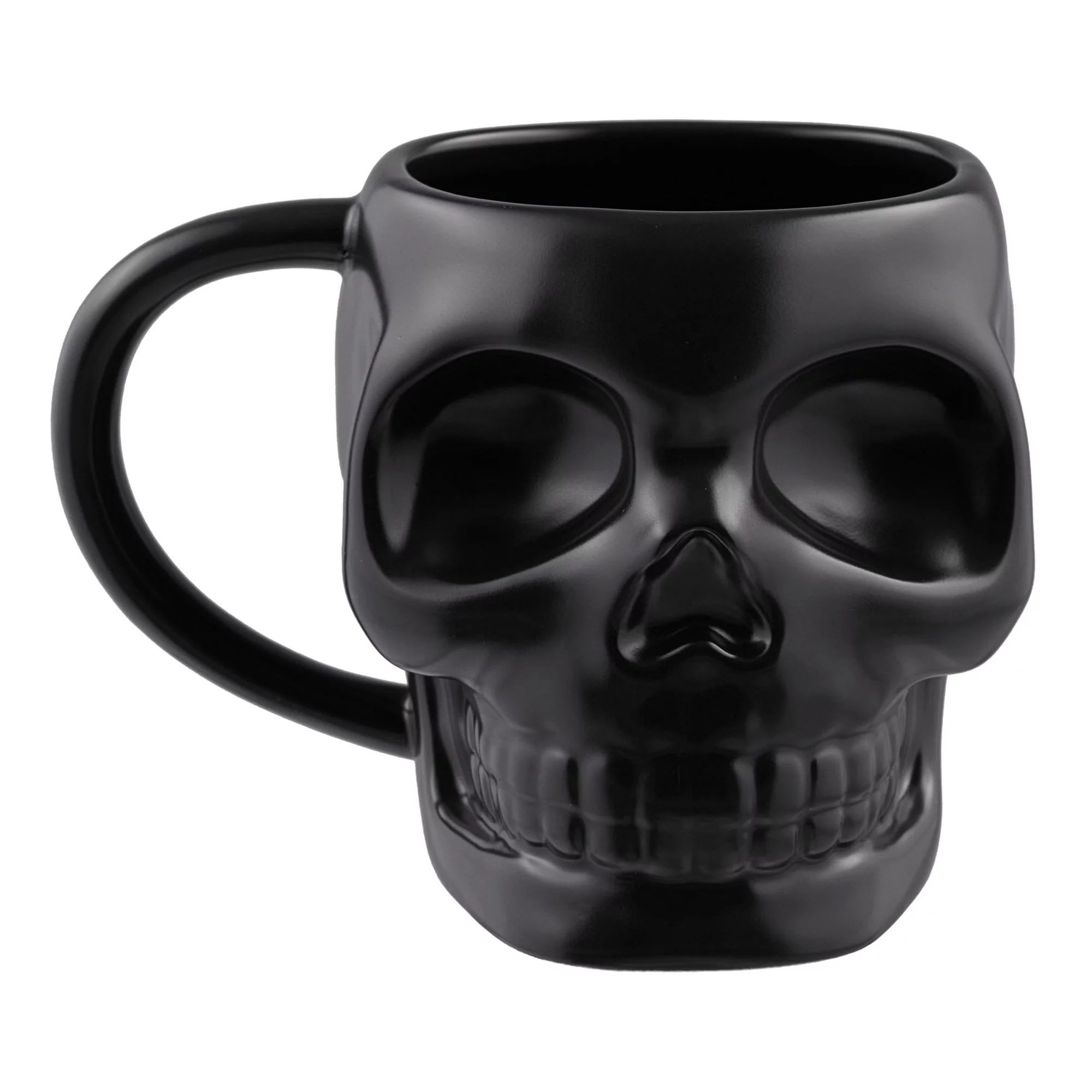 Way to Celebrate 18.25-Oz Black Skull-Shaped Glazed Ceramic Mug | Walmart (US)