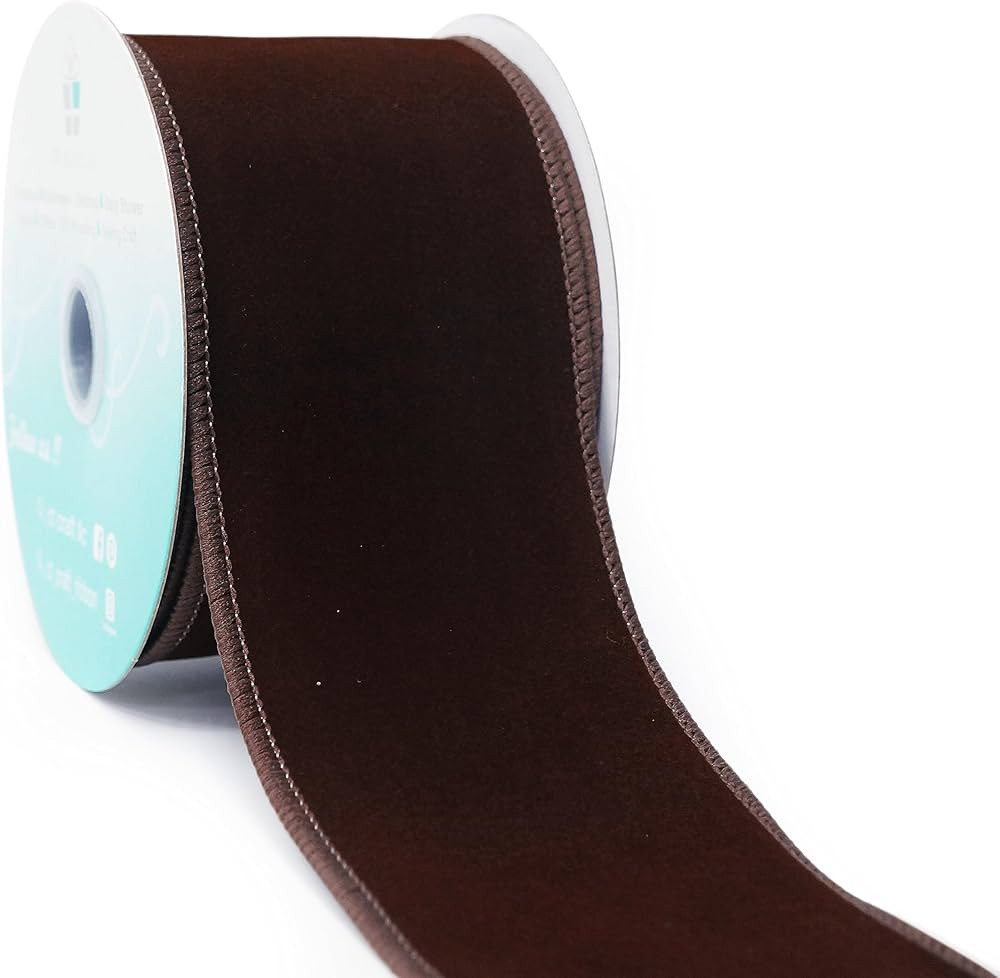 CT CRAFT LLC Plain Velvet Wired Ribbon for Home Decor, Gift Wrapping, DIY Crafts, 2.5” x 10 Yar... | Amazon (US)