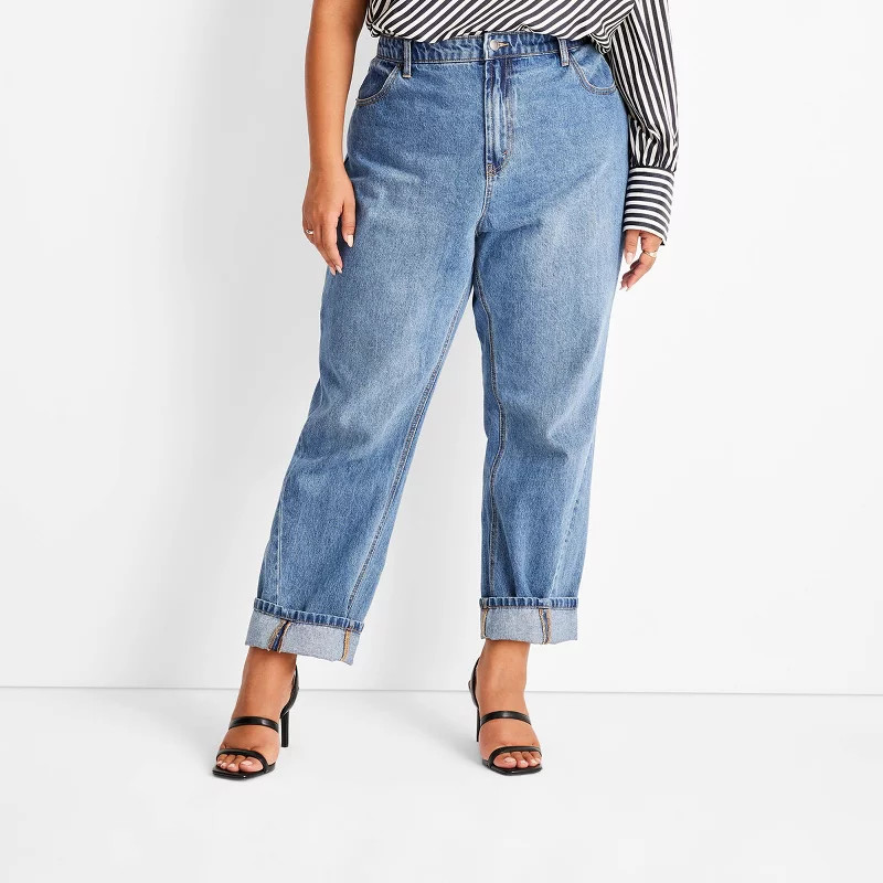 Women's High-Rise Faded Boyfriend Jeans - Future Collective™ with Kahlana Barfield Brown Medium... | Target