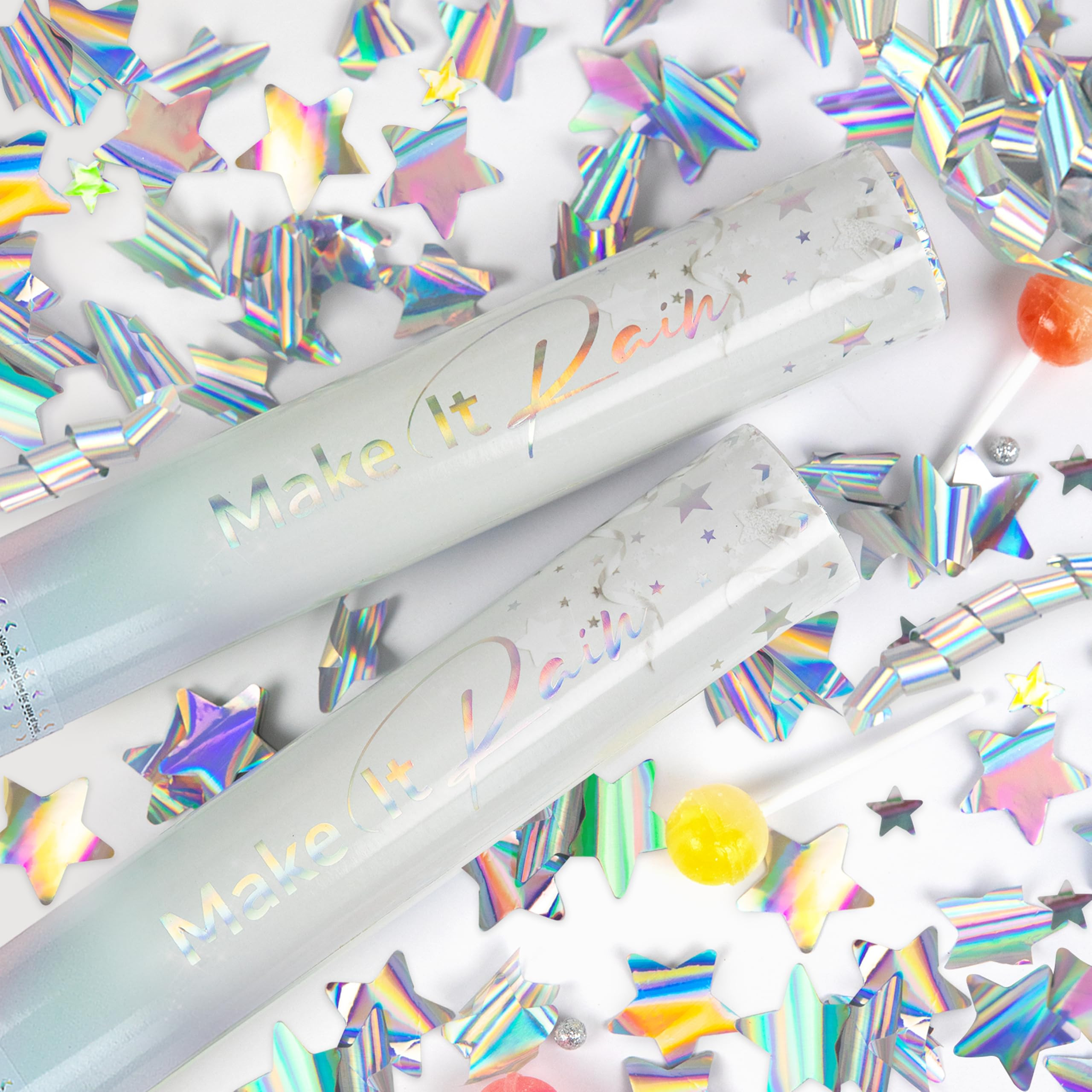 Amazon.com: PrimePure Confetti Cannon Party Poppers - Holographic Silver Stars Confetti Popper - ... | Amazon (US)