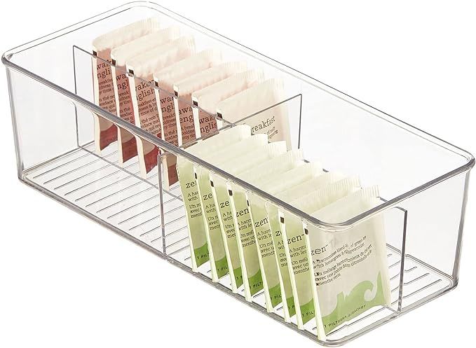 mDesign Plastic Kitchen Cabinet Storage Organizer Bin Box - 4 Divided Sections for Pantry Shelves... | Amazon (US)