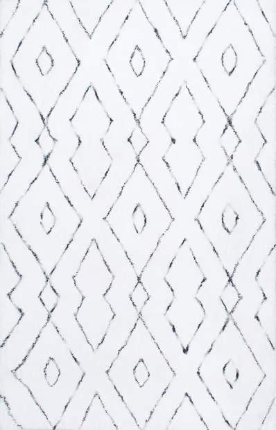 White Double Diamond Lattice Shag Area Rug | Rugs USA