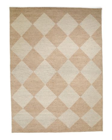 8x10 Hand Knotted Wool Blend Checkerboard Area Rug | TJ Maxx