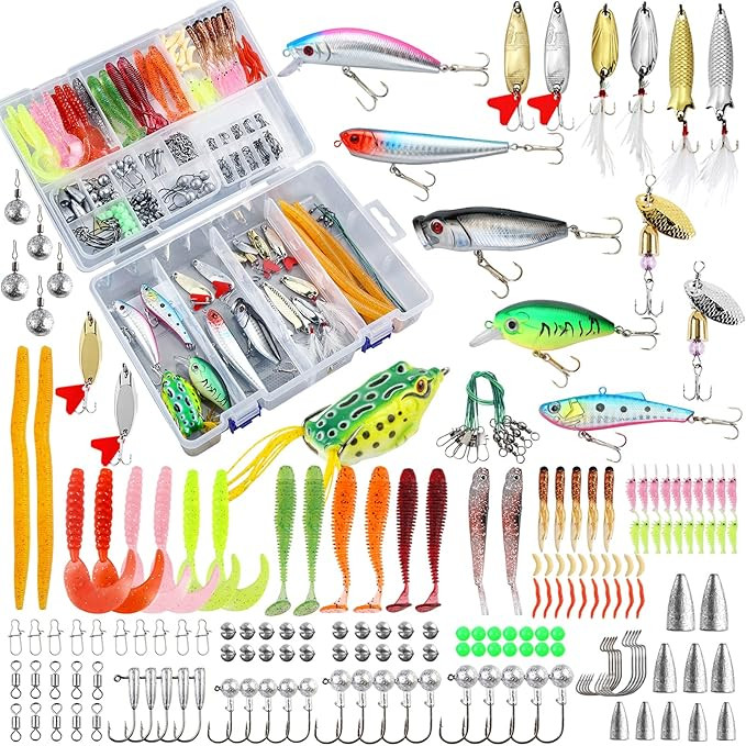 327PCS Fishing Lures Tackle Bait Kit Set for Freshwater Fishing Tackle Box with Tackle Included F... | Amazon (US)