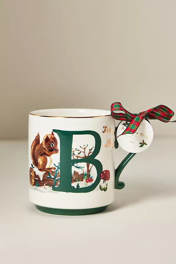 Nathalie Lete Stoneware Holiday Monogram Mug | Anthropologie (US)