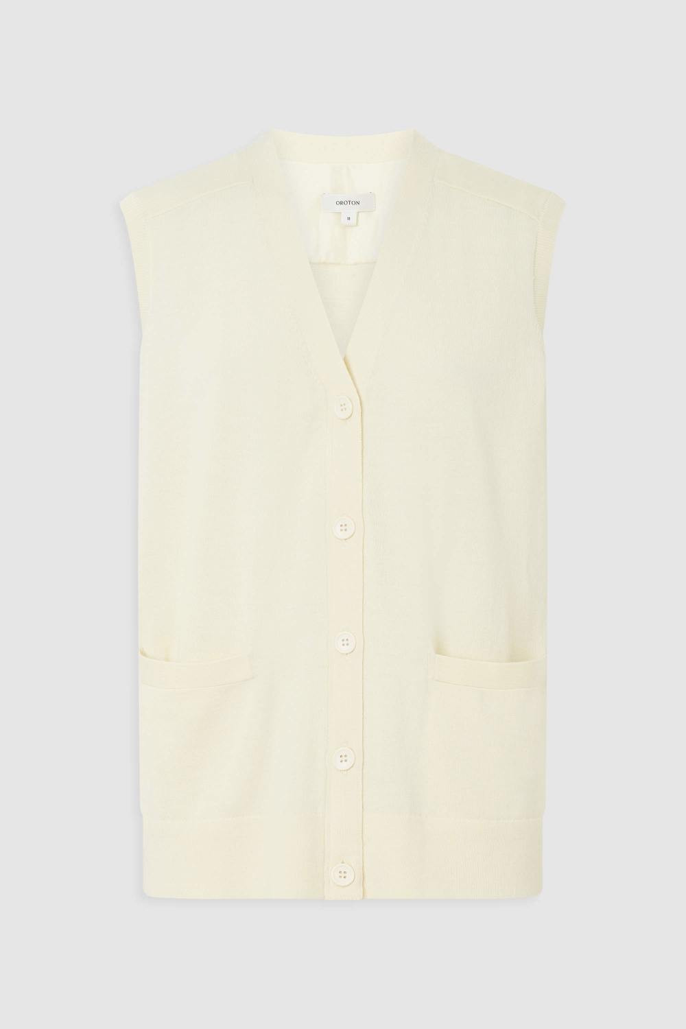 SLEEVELESS LONG LINE CARDI Lemon | Oroton
