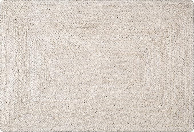 Hausattire Hand Woven Jute Braided Rug, 2'x3' – Off White, Reversible Boho Entry Area Rugs for ... | Amazon (US)