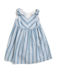 Infant And Toddler Girls Linen Blend Striped Bow Shoulder Dress | Baby Girls (0-24m) | Marshalls | Marshalls