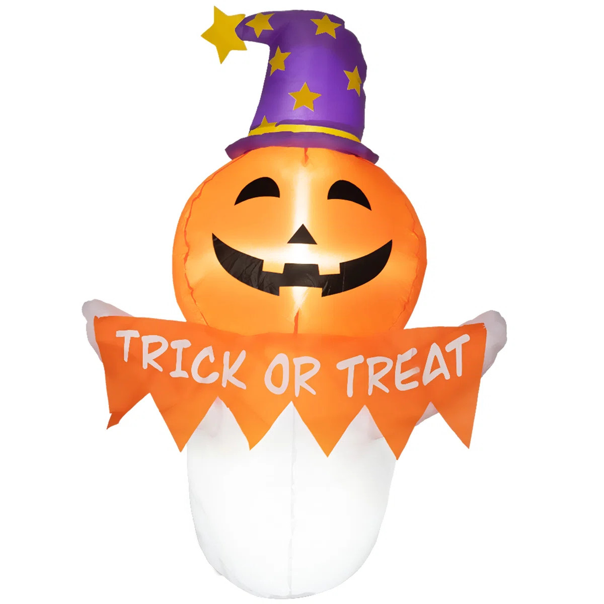 3.4ft Inflatable Halloween Window Sticker Ghost with Orange Face | Wayfair North America