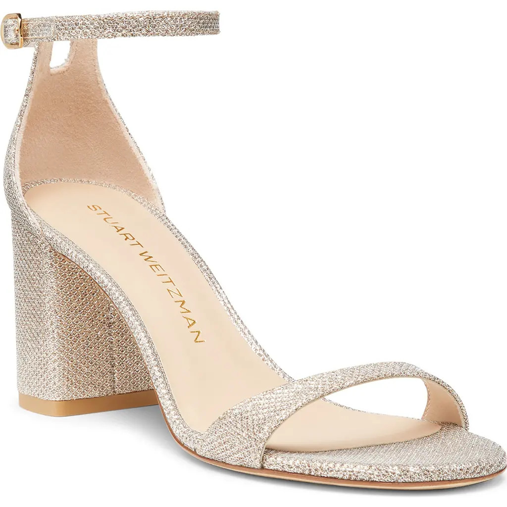 Stuart Weitzman Nudist Block 75 Sandal in Poudre at Nordstrom, Size 9.5 | Nordstrom