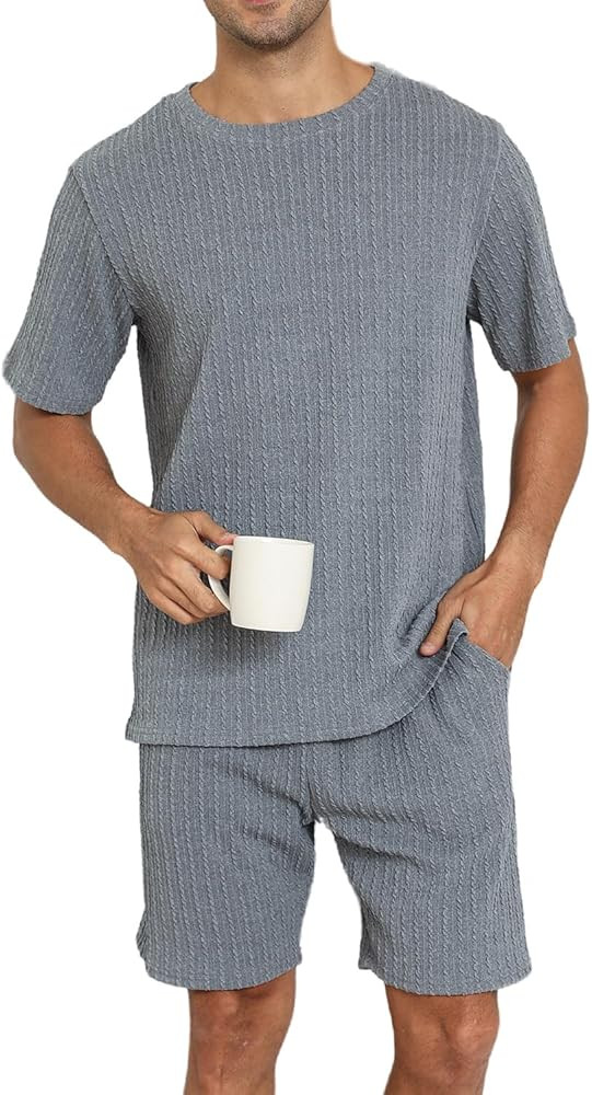EISHOPEER Pajamas Sets 2 Piece Lounge Sets Ribbed Knit Pajama Matching Tops and Shorts for Mens/W... | Amazon (CA)