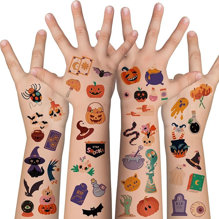 190 PCS Halloween Tattoos for Kids - Halloween Party Favors - Halloween Games Treats Toys Gifts C... | Amazon (US)