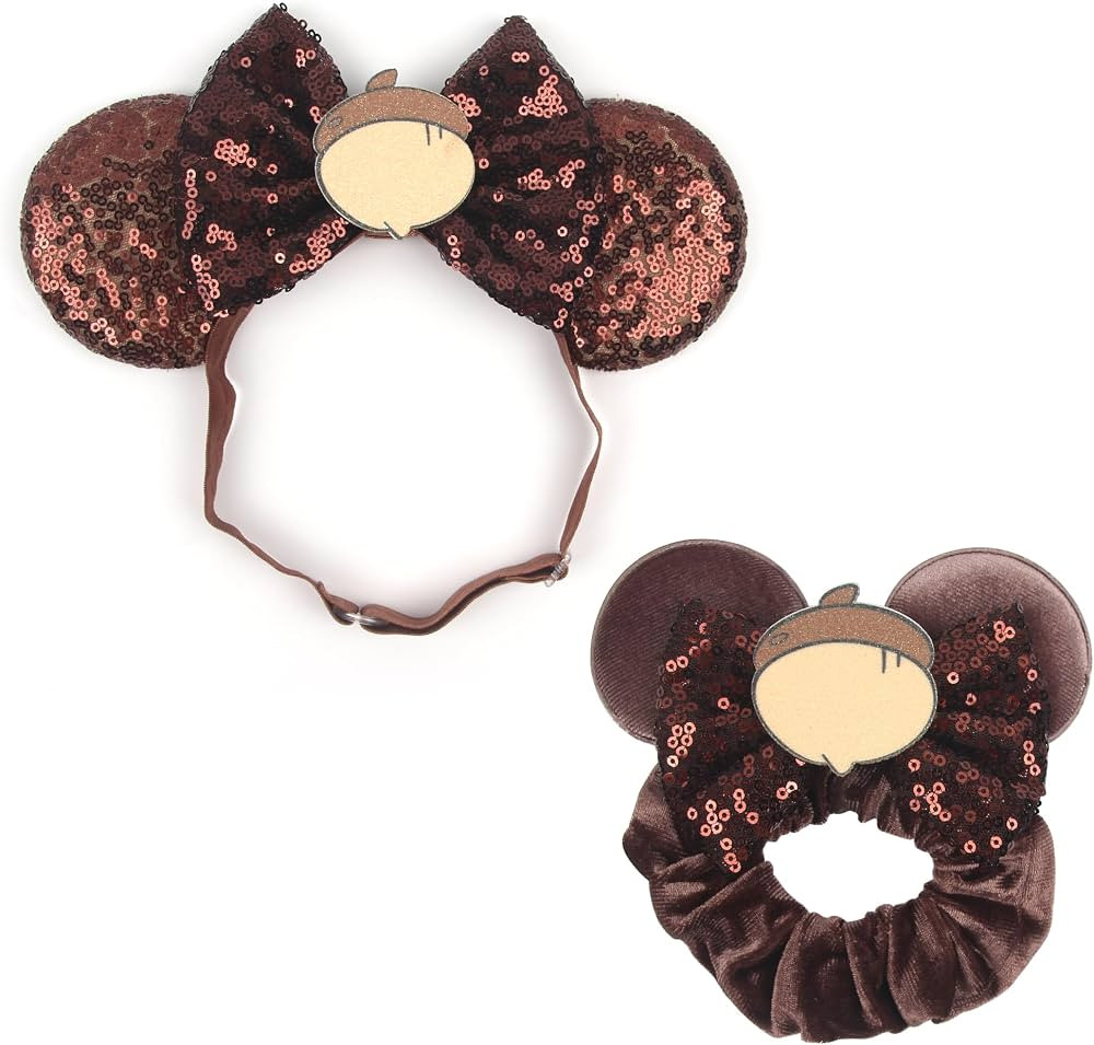 Newborn Bows for Girls Toddler Hair Bows Brown Hazelnut Elastic Adjustable Headband Mouse Ears Sc... | Amazon (US)