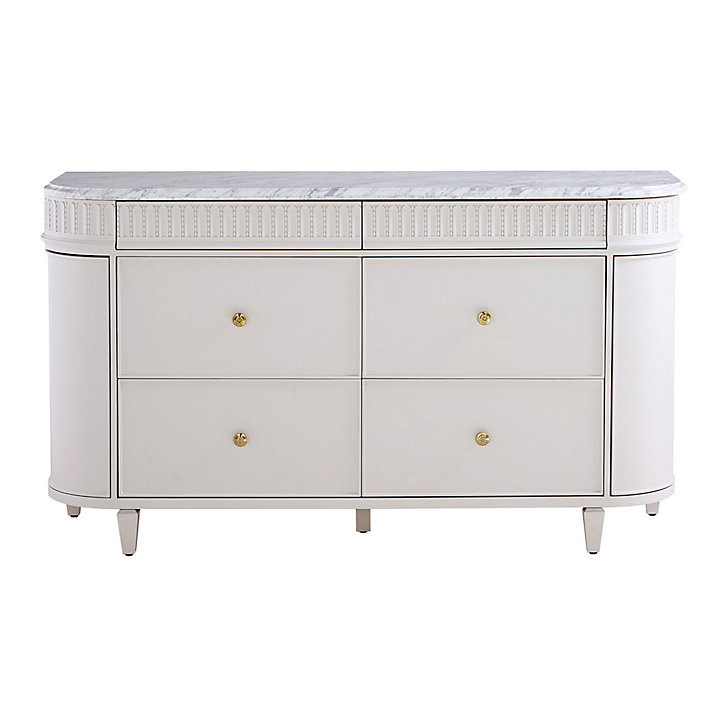 Porcini Sideboard with Marble Top & Antique Brass Pulls for Elegant Storage | Ballard Designs, Inc.