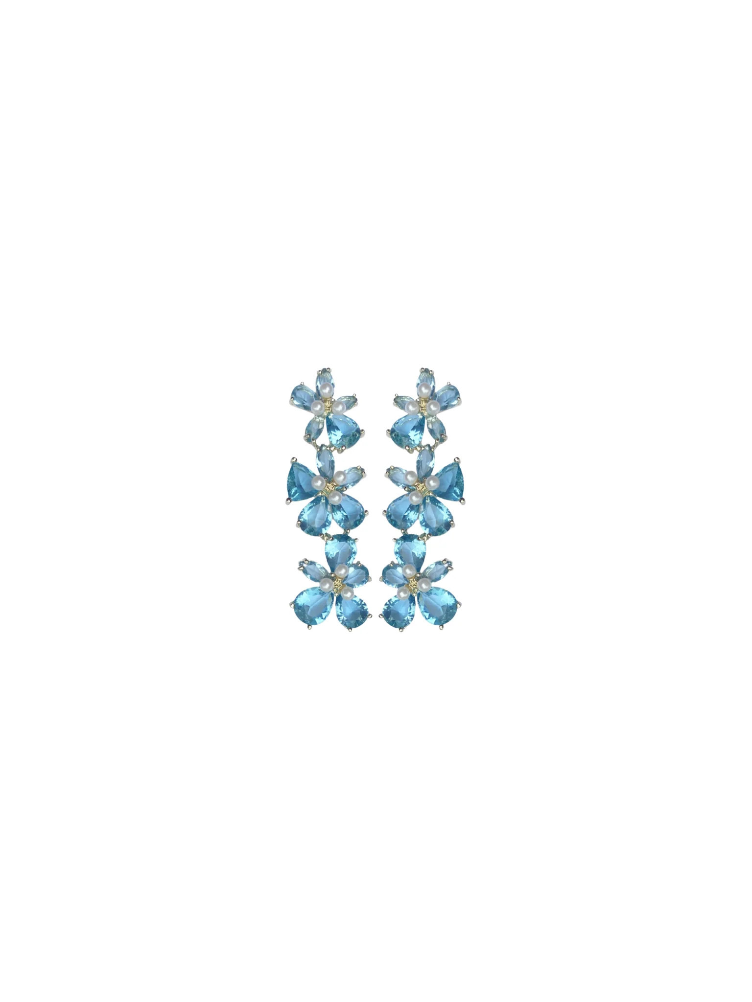 mayfair medium blue floral drop earrings | Nicola Bathie Jewelry