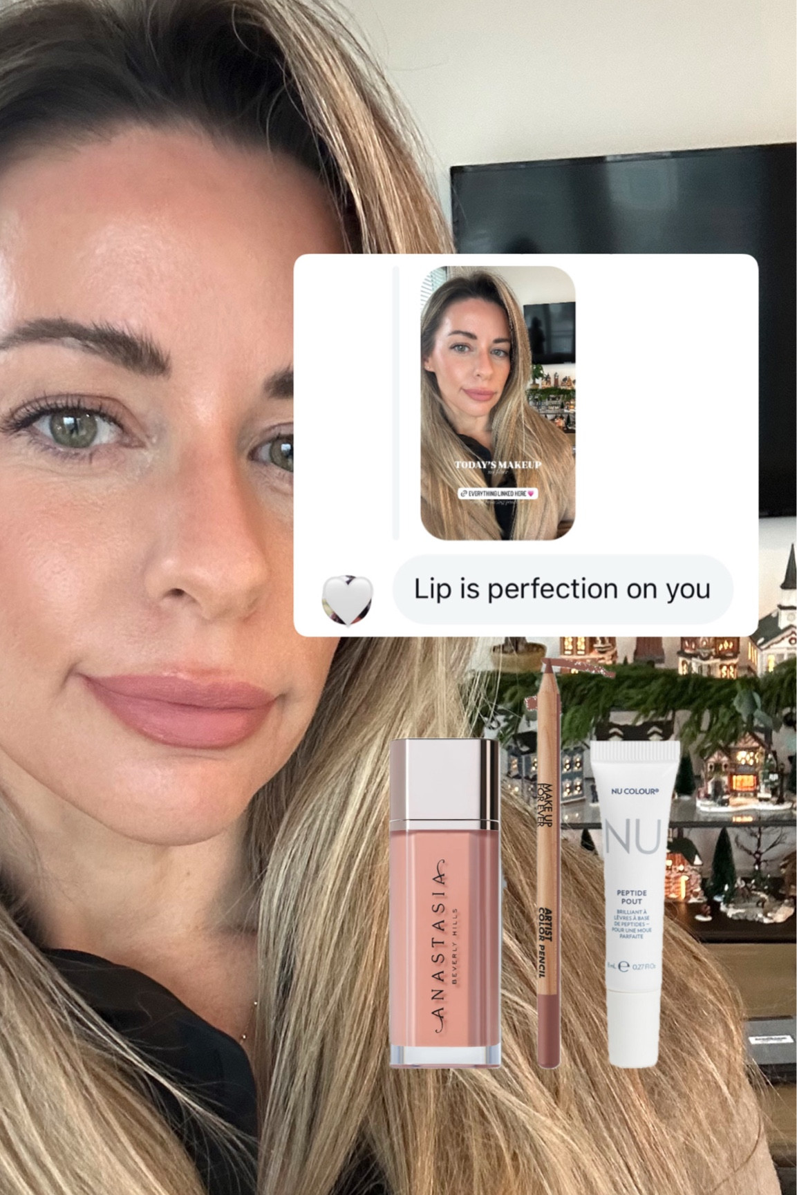 Go to lip lately
@anastasia Lip velvet: hush rose
@makeupforever Lip liner: wherever walnut
Peptide pout linked in comments 

#LTKFindsUnder50 #LTKBeauty #LTKHoliday