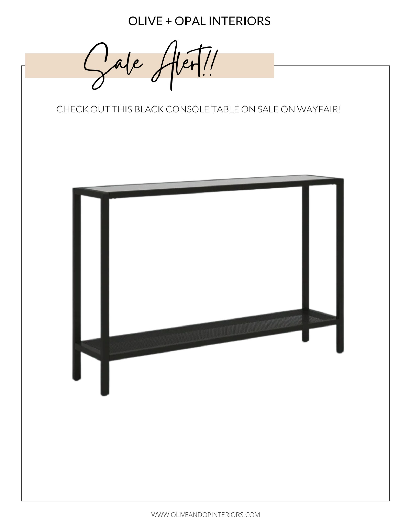 Check out this black metal console table on sale on Wayfair for under $150! Here are some other options too if this one isn’t quite what you’re looking for!
.
.
.
Wayfair 
Black Metal Console Table 
Under $150
Sleek
Industrial 
Modern 
Transitional 

#LTKhome #LTKsalealert #LTKFind