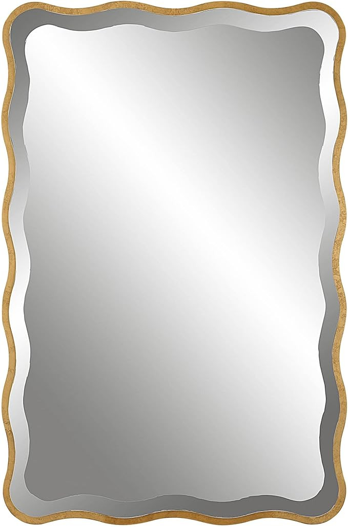 Uttermost Aneta 36" x 24" Scalloped Wood Gold Mirror | Amazon (US)
