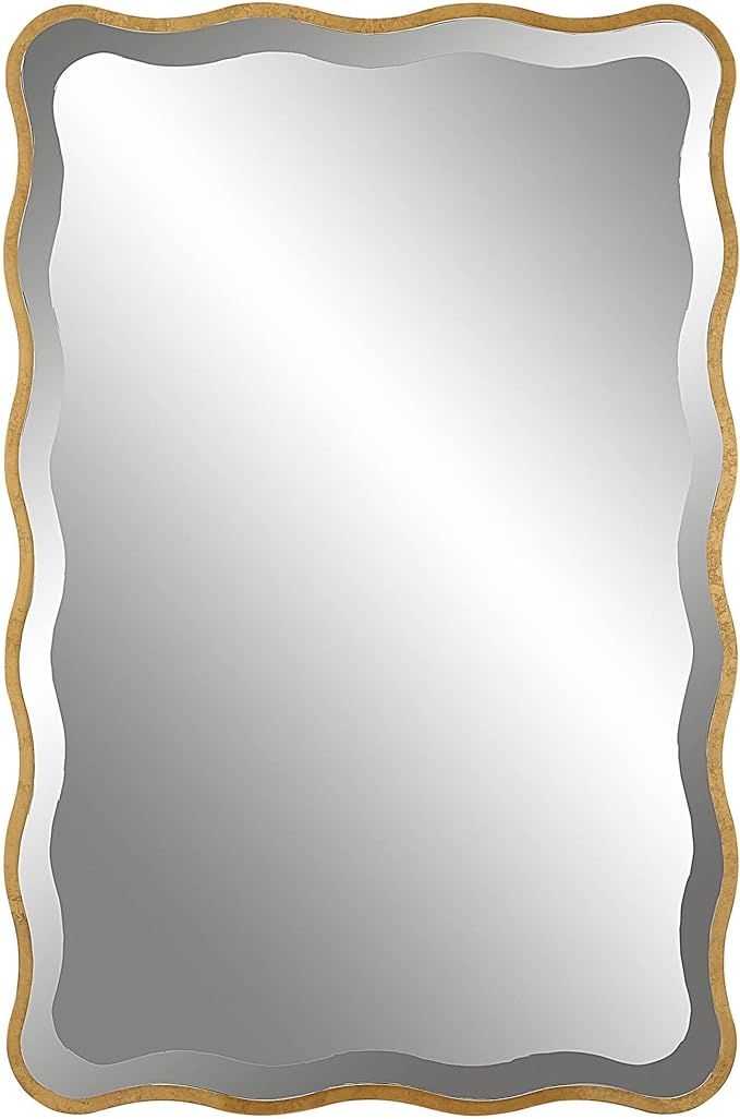 Uttermost Aneta 36" x 24" Scalloped Wood Gold Mirror | Amazon (US)