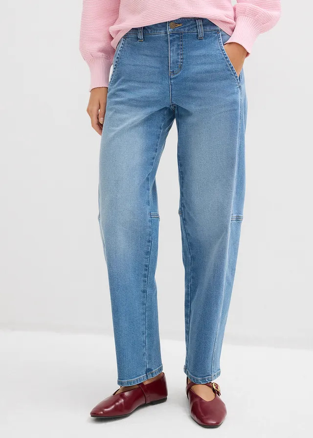 Barrel jeans mid waist middelblauw denim used | Bonprix NL (Influencer)