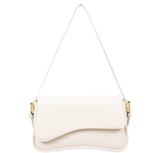 Shoulder Bag for Women Y2K Trendy Purse Vegan Leather Hobo Handbags Clutch Saddle Bag with 2 Removable Strap (Beige) | Amazon (US)