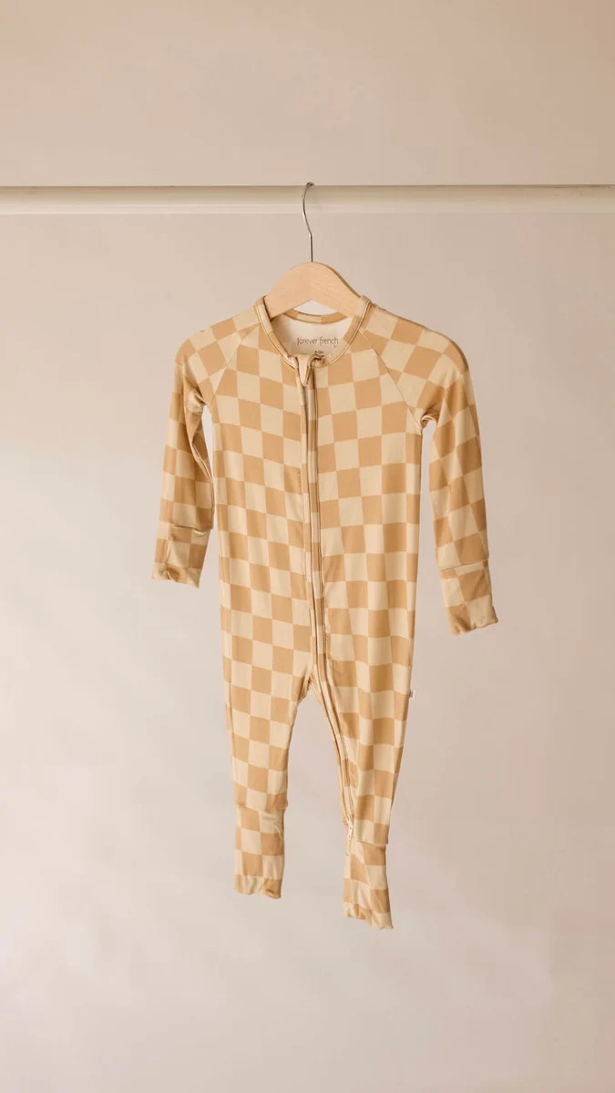 Boho Checker | Bamboo Zip Pajamas | Forever French