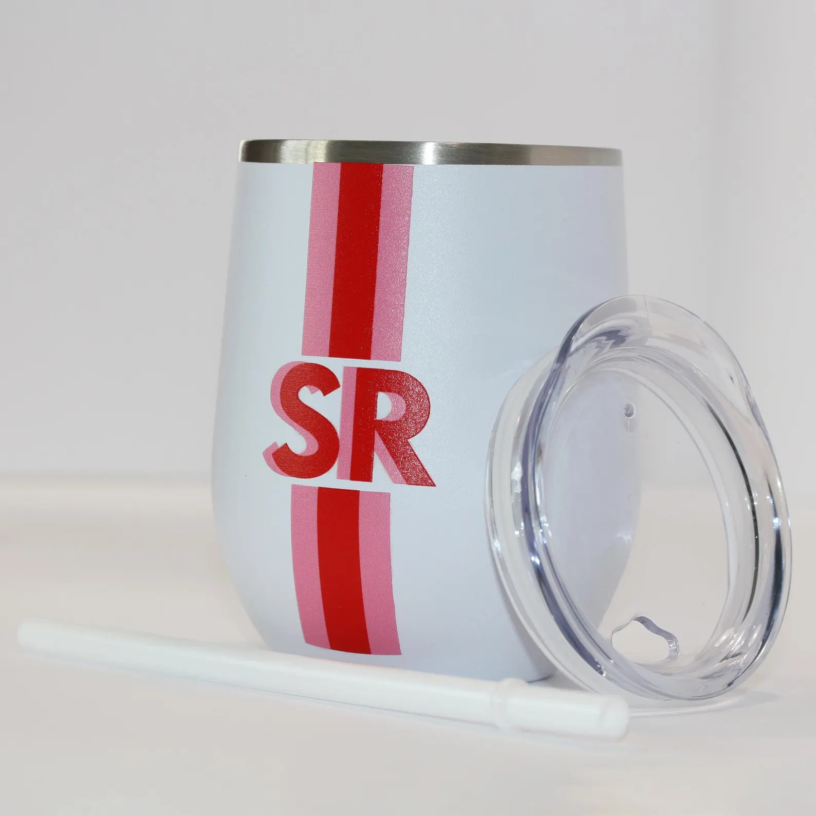 Shadow Monogram Tumbler With Lid and Straw, Block Shadow With Stripe, Stemless Wine Tumbler, Colo... | Etsy (US)