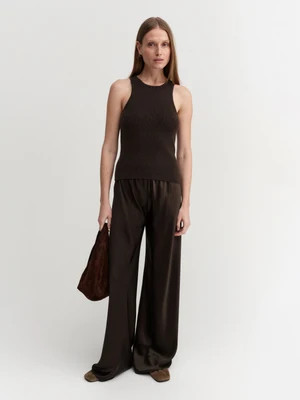 Bias Satin Pants, chocolate | Almada Label