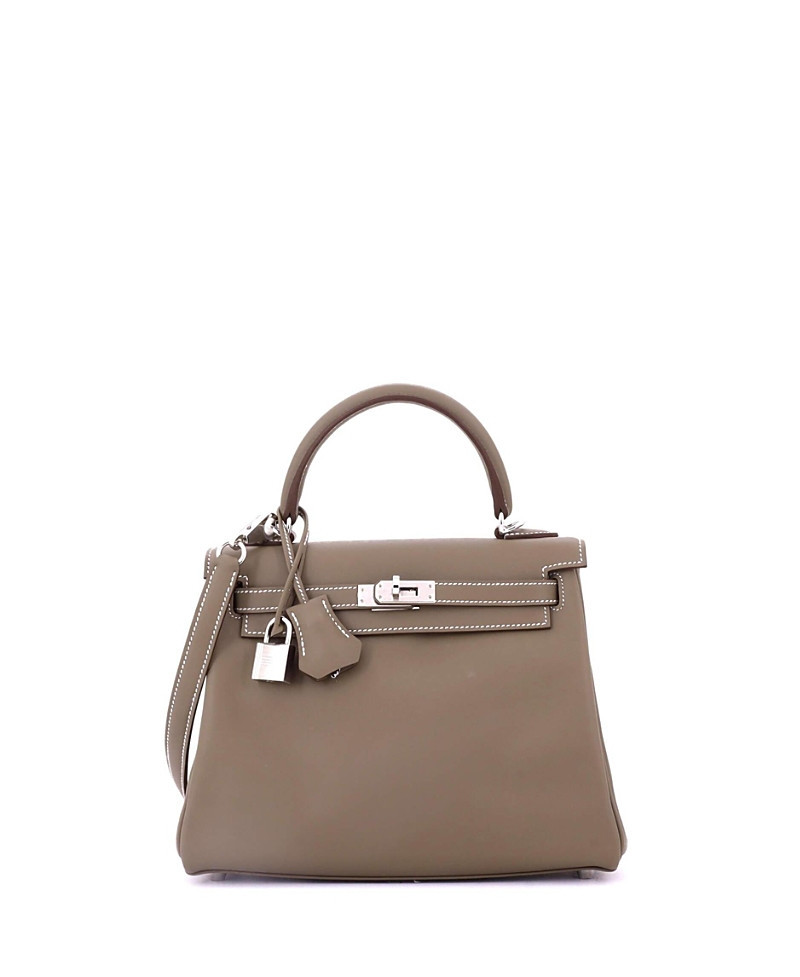 Pre-Owned Hermes Kelly 25 Handbag Grey Swift with Palladium Hardware | Bloomingdale's (US)