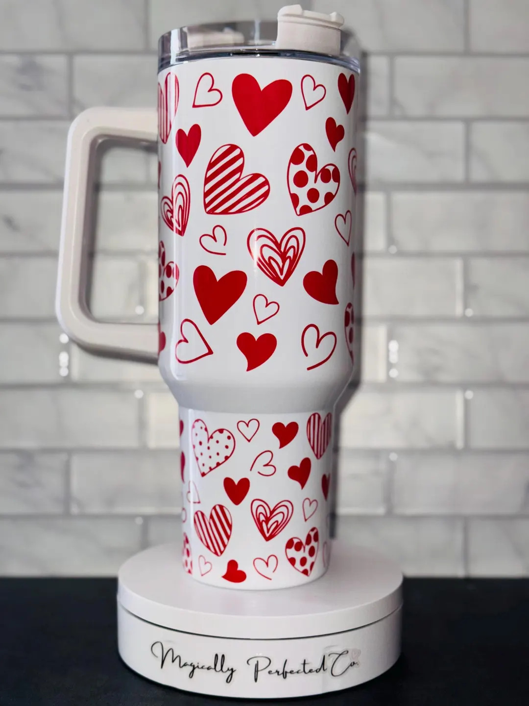Hearts 40oz Tumbler, Valentine's Day Gift, Reusable Quencher - Etsy | Etsy (US)